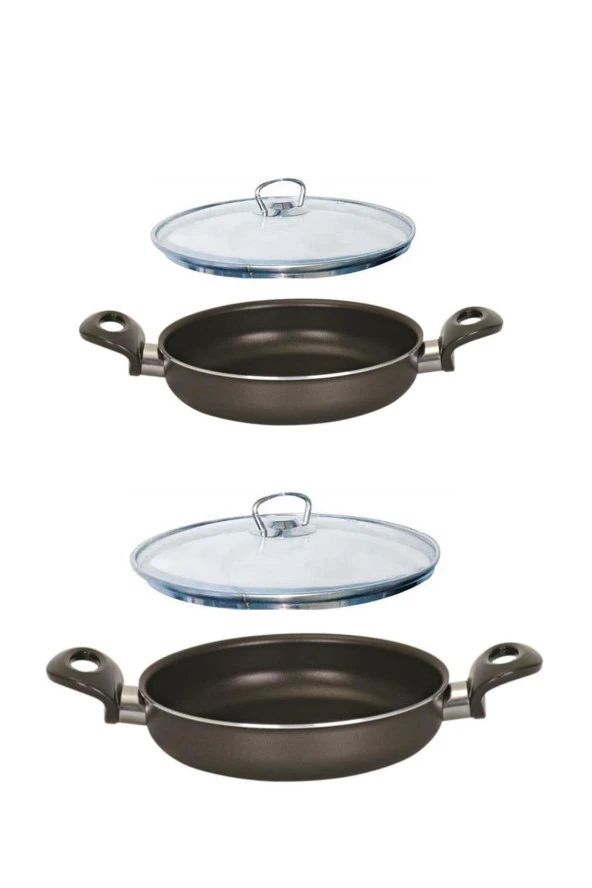 Mehtap Onyx Teflon Sahan Set 20+16 CM Cam Kapaklı ürün görseli 1