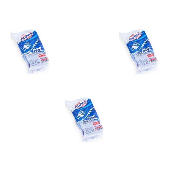 Poppy Plastik Lüks Çatal - 18 Cm. - Şeffaf - 50 Adetlik 3 Paket ürün görseli 1