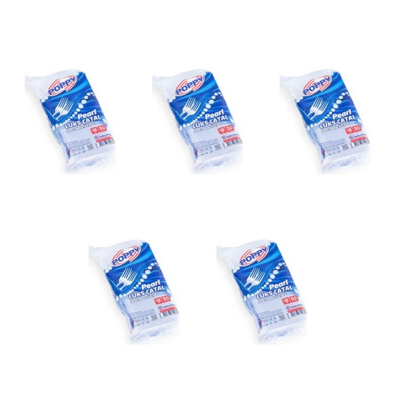 Poppy Plastik Lüks Çatal - 18 Cm. - Şeffaf - 50 Adetlik 5 Paket ürün görseli 1