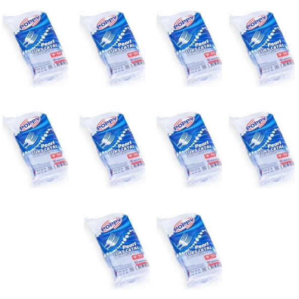 Poppy Plastik Lüks Çatal - 18 Cm. - Şeffaf - 50 Adetlik 10 Paket ürün görseli 1