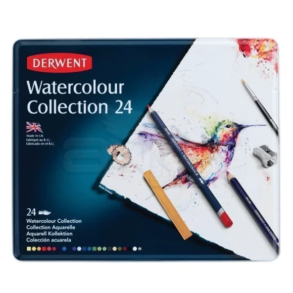 Derwent Watercolour Collection Sulu Boya Kalemi Koleksiyonu 24lü Teneke Kutu ürün görseli 1
