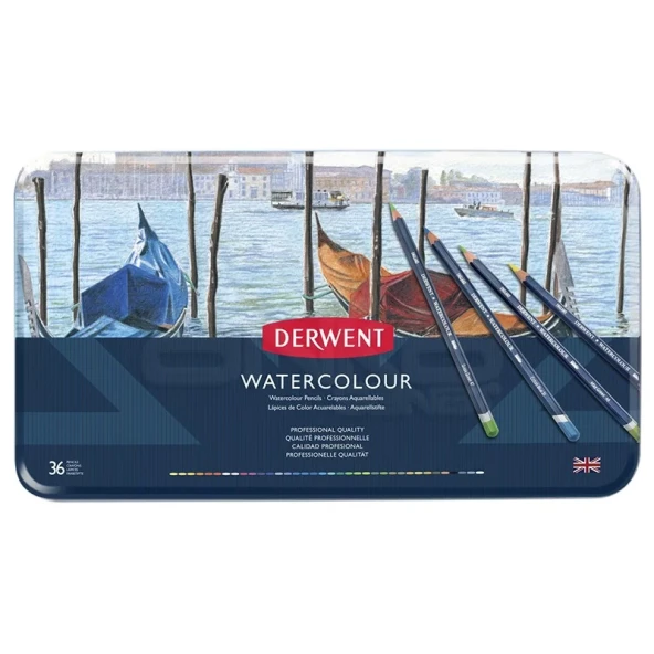 Derwent Watercolour Pencil Sulu Boya Kalemi Seti 36lı Teneke Kutu ürün görseli 1