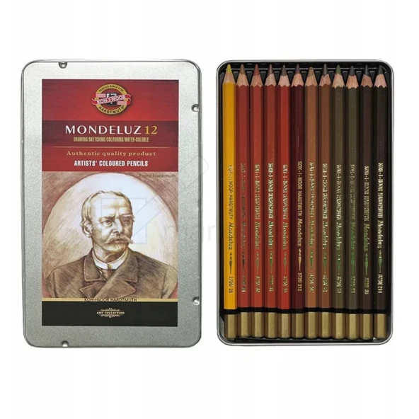 Koh-i-Noor Mondeluz Aquarell Sulu Boya Kalem Seti 12li Brown Line ürün görseli 1
