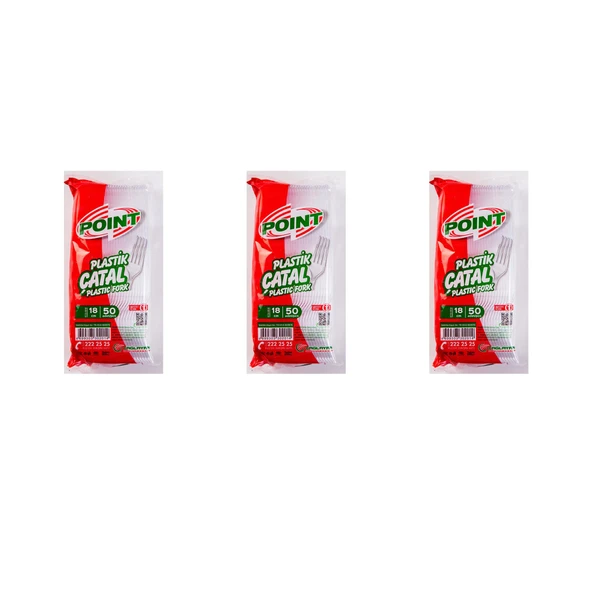 Point Plastik Lüx Şeffaf Çatal - 18 Cm. - 3.2 Gr. - 50 Adetlik 3 Paket ürün görseli 1