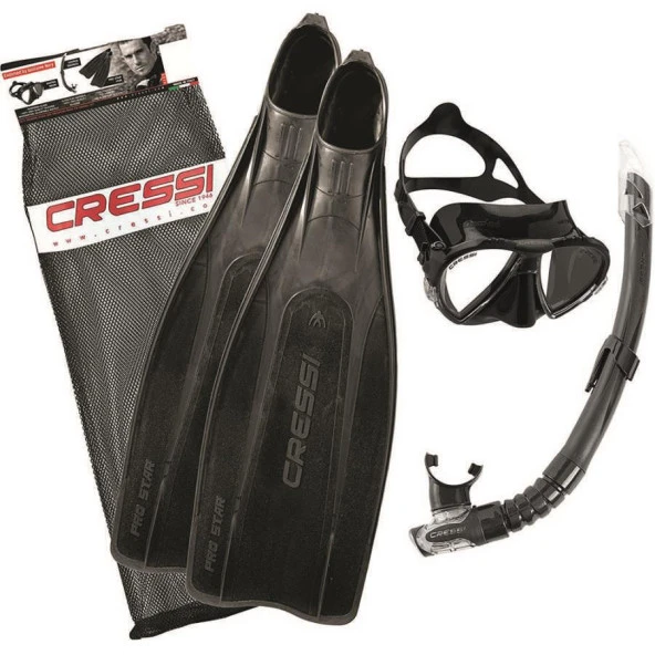 Cressi Pro Star Palet Maske Şnorkel Seti Black 39/40 BG189539 ürün görseli 1