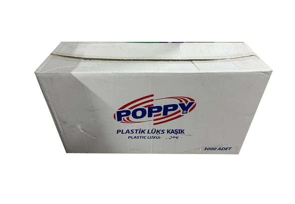 Poppy Plastik Lüx Şeffaf Kaşık - 18 Cm. - 3.2 Gr. - 50 Adetlik 60 Paket - Koli ürün görseli 1