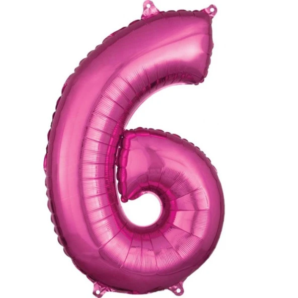 6 Rakam Koyu Pembe Folyo Balon 80 cm ürün görseli 1