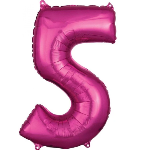 5 Rakam Koyu Pembe Folyo Balon 80 cm ürün görseli 1