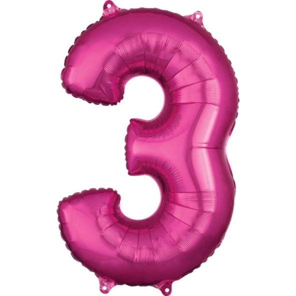 3 Rakam Koyu Pembe Folyo Balon 80 cm ürün görseli 1