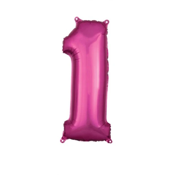 1 Rakam Koyu Pembe Folyo Balon 80 cm ürün görseli 1
