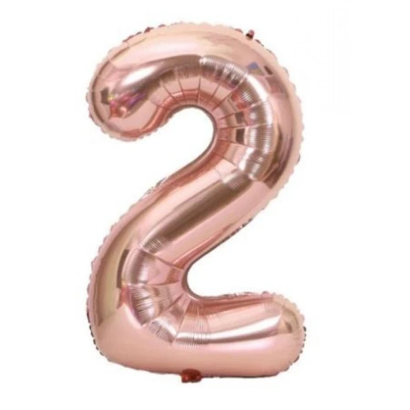 2 Rakam Rose Gold Folyo Balon 40 inç 100 cm ürün görseli 1