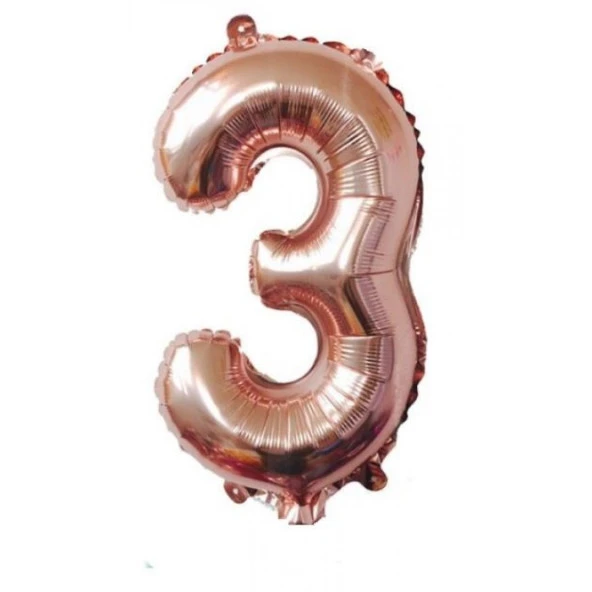 3 Rakam Rose Gold Folyo Balon 40 inç 100 cm ürün görseli 1