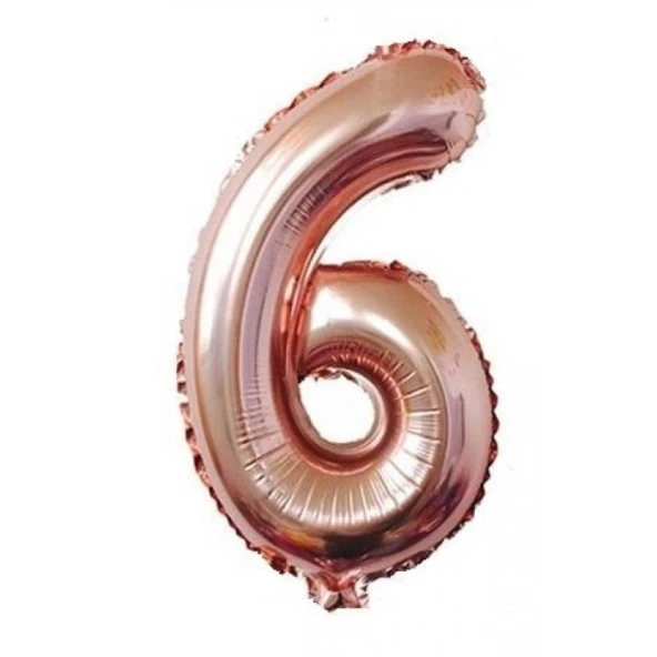6 Rakam Rose Gold Folyo Balon 40 inç 100 cm ürün görseli 1