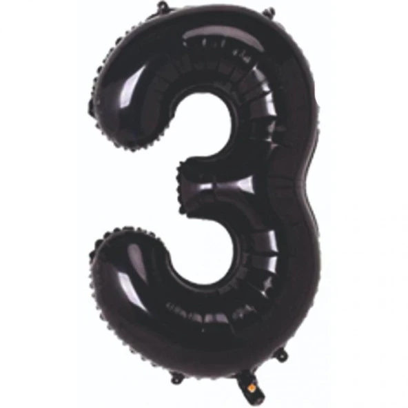 3 Rakam Siyah Folyo Balon 80 cm ürün görseli 1