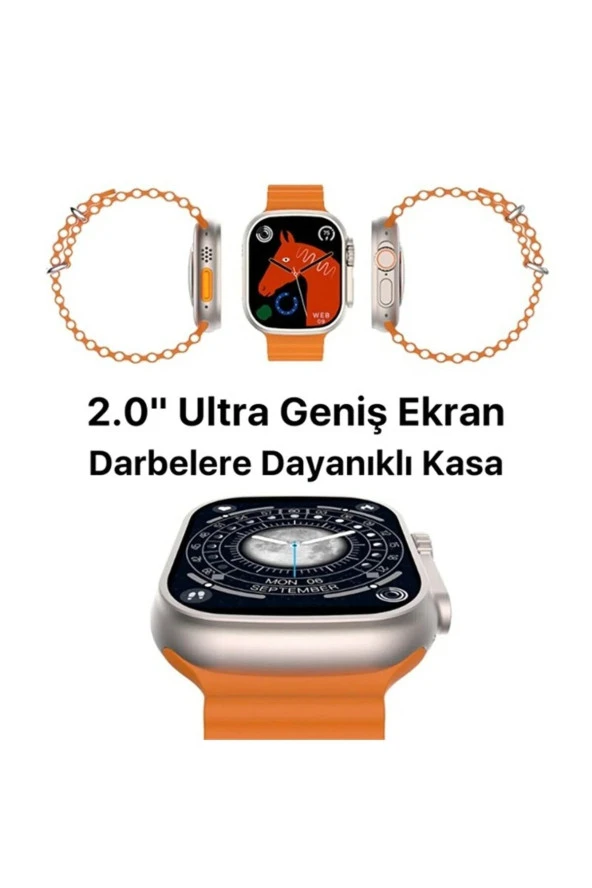 AbaTech XİAOMİ REDMİ 8 - REDMİ 8A UYUMLU WATCH 8 800T ULTRA 49MM AKILLI SAAT ÇİFT KORDONLU ürün görseli 1