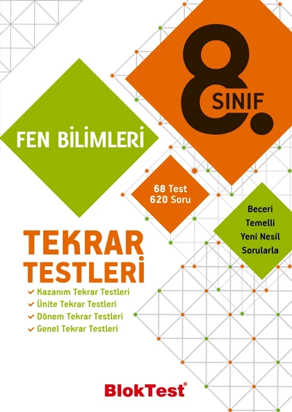 BLOKTEST 8.Sınıf Fen Bilimleri Tekrar Testleri ürün görseli 1