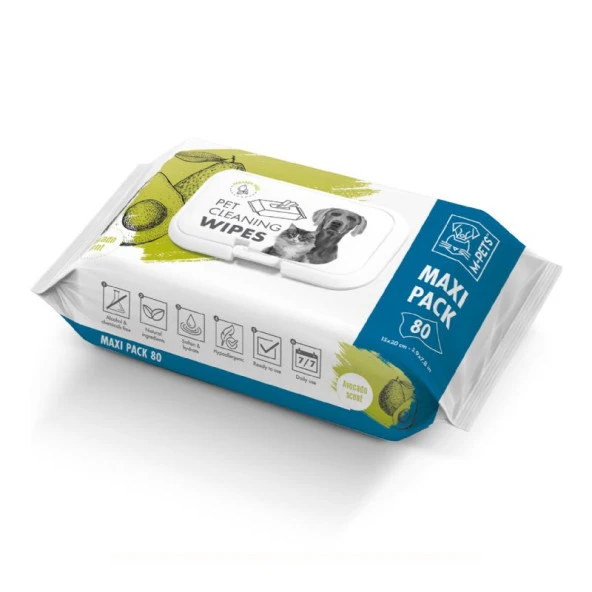60101999 M-Pets Avocado Kedi Köpek Temizlik Mendili 80 Yaprak ürün görseli 1