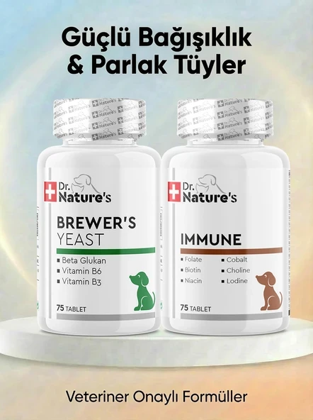 Köpek Immune Multivitamin  + Brewers Yeast  Seti Bağışıklık ve Tüy Sağlığı Destek Paketi 2x75 Tablet ürün görseli 1