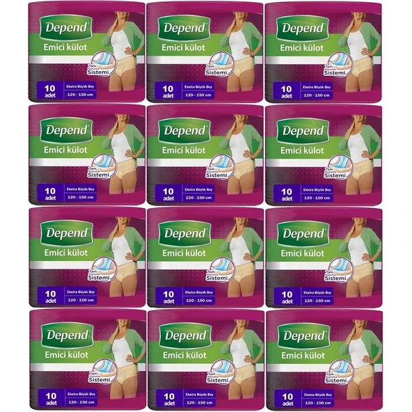 Depend Emici Külot Yetişkin Bezi XL - Extra Büyük Kadın 120 Adet (12PK*10) ürün görseli 1