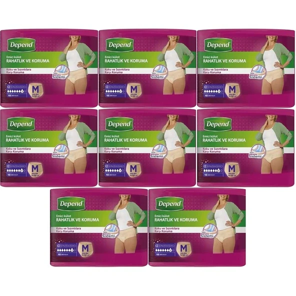 Depend Emici Külot Yetişkin Bezi Medium - Orta Kadın 80 Adet (8PK*10) ürün görseli 1