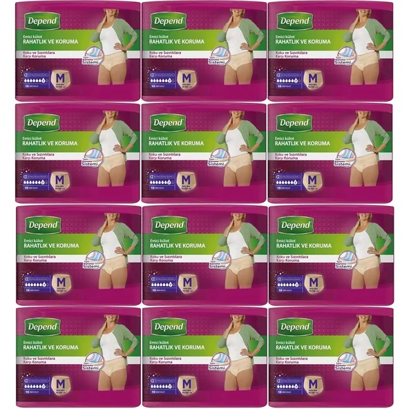 Depend Emici Külot Yetişkin Bezi Medium - Orta Kadın 120 Adet (12PK*10) ürün görseli 1