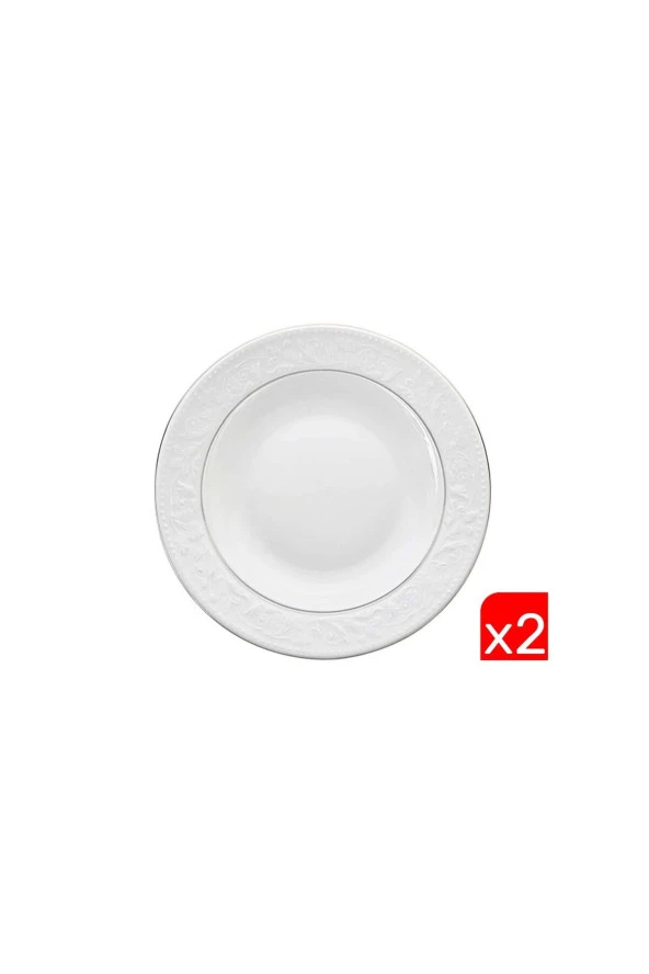 Porland Hazan Platin Yaldız Çukur Tabak 22cm 2 li 04POR031144 ürün görseli 1