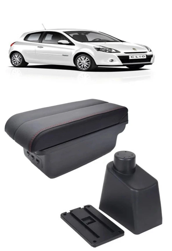 Renault Clio 3 Clio 4 2007-2016 Delmesiz Vidasız Kol Dayama Kolçak Siyah Dikişli ürün görseli 1