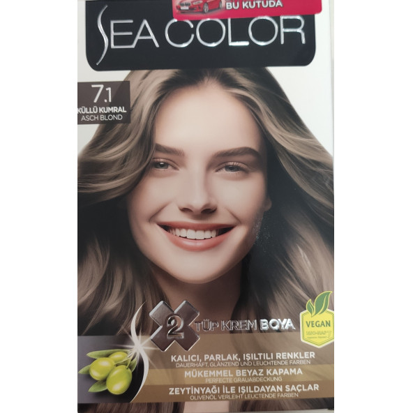 SEA COLOR  2 Lİ TÜP KREM SAÇ BOYASI 7/1 KÜLLÜ KUMRAL ürün görseli 1