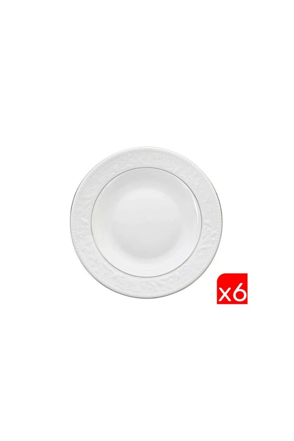 Porland Hazan Platin Yaldız Çukur Tabak 22cm 6 lı 04POR031144 ürün görseli 1