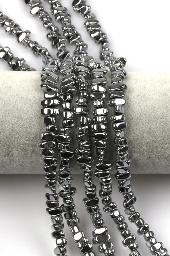 Gümüş Gri Renkli Hematit Dizi 4 x 8 mm Kırık Model Kesim ürün görseli 1