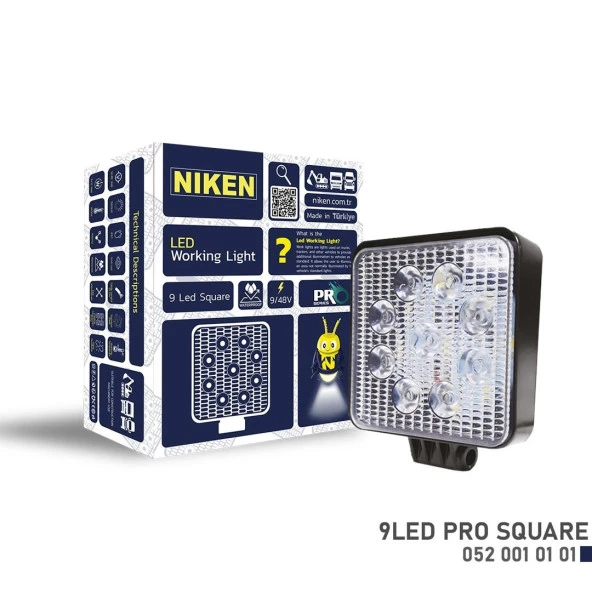 Niken Çalışma Lambası Pro 9 Ledli Kare 22-27 W ürün görseli 1