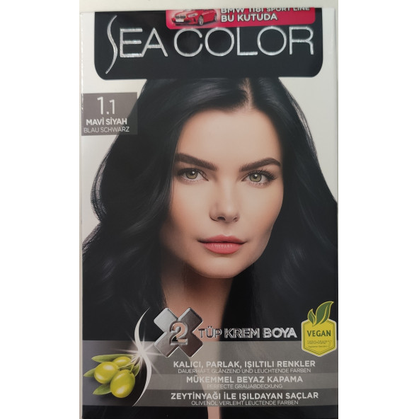 SEA COLOR  2 Lİ TÜP KREM SAÇ BOYASI 1/1 MAVİ SİYAH ürün görseli 1