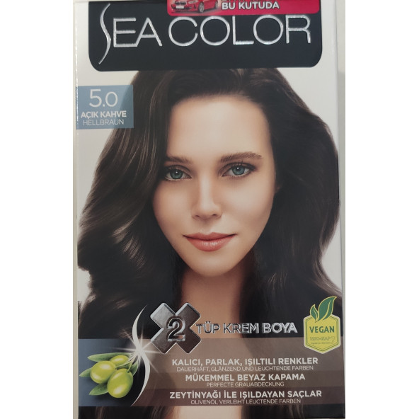 SEA COLOR  2 Lİ TÜP KREM SAÇ BOYASI 5/0 AÇIK KAHVE ürün görseli 1