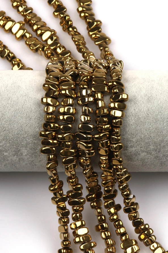 Gold Renkli Hematit Dizi 4 x 8 mm Kırık Model Kesim ürün görseli 1