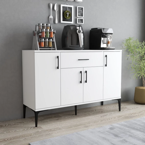 Tanmob MDL0301 Alt Çok Amaçlı Dolap 4 Kapaklı Çekmeceli Mutfak Dolabı Beyaz ürün görseli 1