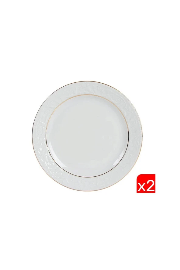Porland Hazan Altın Yaldız Düz Tabak 20cm 2 li 04POR031036 ürün görseli 1