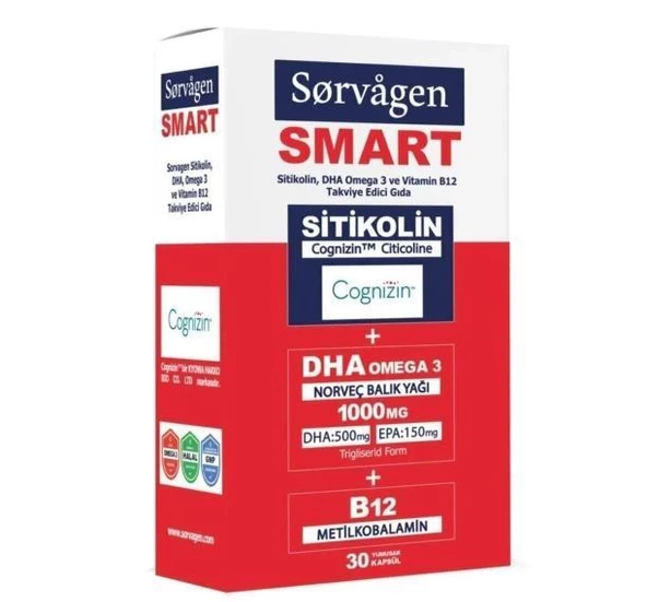 Sorvagen Smart Sitikolin DHA Omega 3 ve B12 30 Kapsül ürün görseli 1