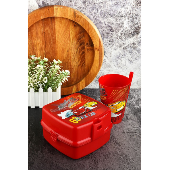İki Katlı Beslenme Kutusu+Pipetli Bardak 400 ml. ürün görseli 1
