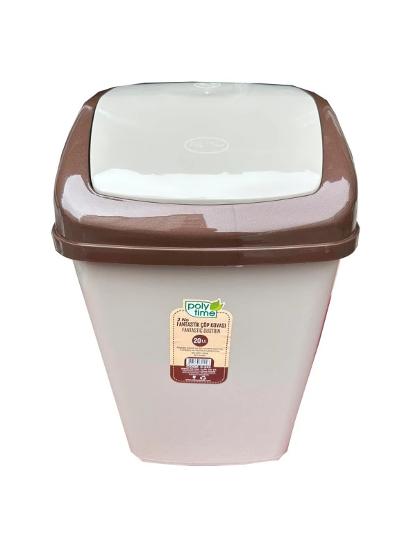 Polytime Klink Sallanır Kapak Ofis Banyo Mutfak Bahçe Çöp Kutusu Kovası / 20 Litre / Krem / 47x30x23 Cm. ürün görseli 1