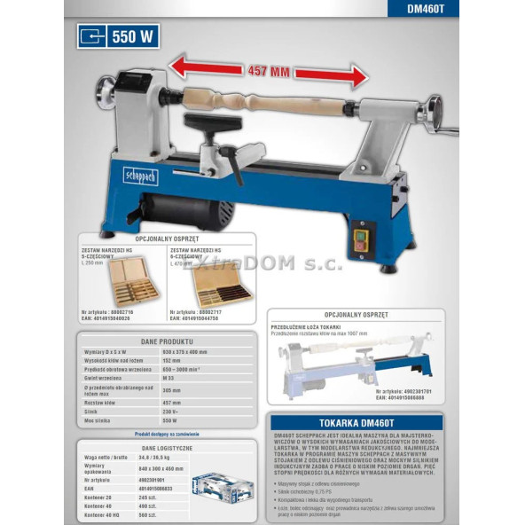 Scheppach DM460T Ahşap Torna Tezgahı - Resim 3