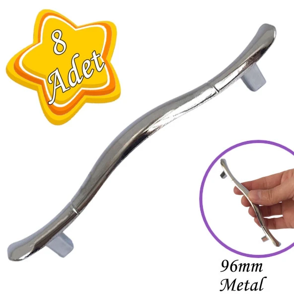 Ördek kulp Krom 96 mm Kulp Mobilya Mutfak Dolabı Çekmece Dolap Kapak Kulpu Kulbu Metal Kulp(8 Adet) ürün görseli 1