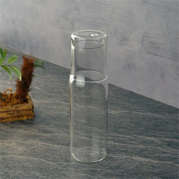 başucu bardaklı sürahi - cam başucu sürahisi 600 ml. sade ürün görseli 1