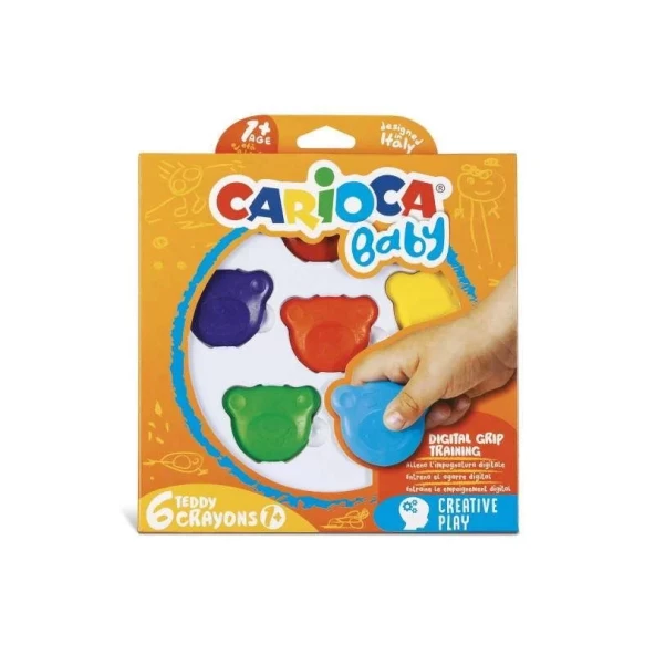 CARİOCA 42956 TEDDY BEBEK CRAYONS PASTEL BOYA 6LI ürün görseli 1