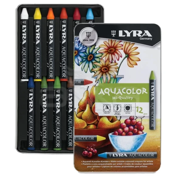 Lyra Aquacolor Aquarell Sulandırılabilen Pastel Boya 12 Renk ürün görseli 1