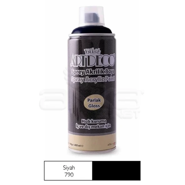 Artdeco Akrilik Sprey Boya 400ml 790 Parlak Siyah ürün görseli 1