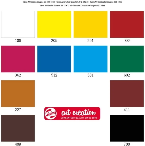 TALENS GUAJ BOYA SETİ 12 RENKx12ml (RT9021612M) - Resim 2