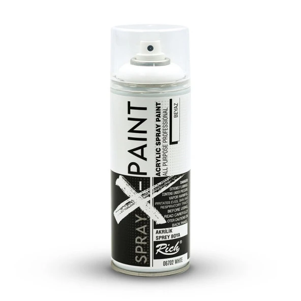 Rich Spray X-Paint Akrilik Sprey Boya 400ml Beyaz ürün görseli 1