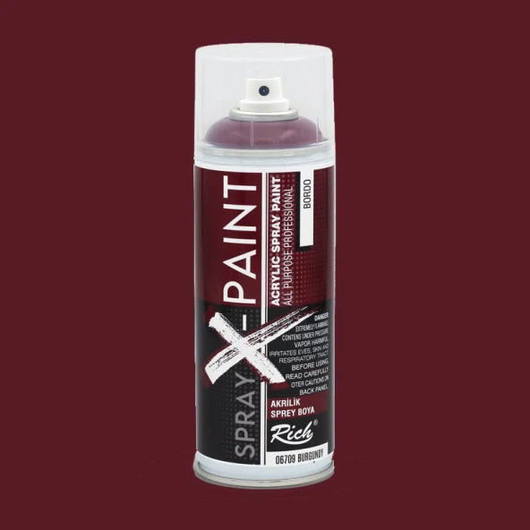 Rich Spray X-Paint Akrilik Sprey Boya 400ml Bordo ürün görseli 1