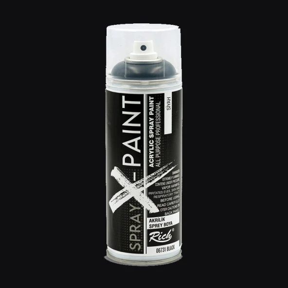 Rich Spray X-Paint Akrilik Sprey Boya 400ml Siyah ürün görseli 1
