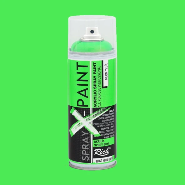 Rich Spray X-Paint Akrilik Sprey Boya 400ml Neon Yeşil ürün görseli 1
